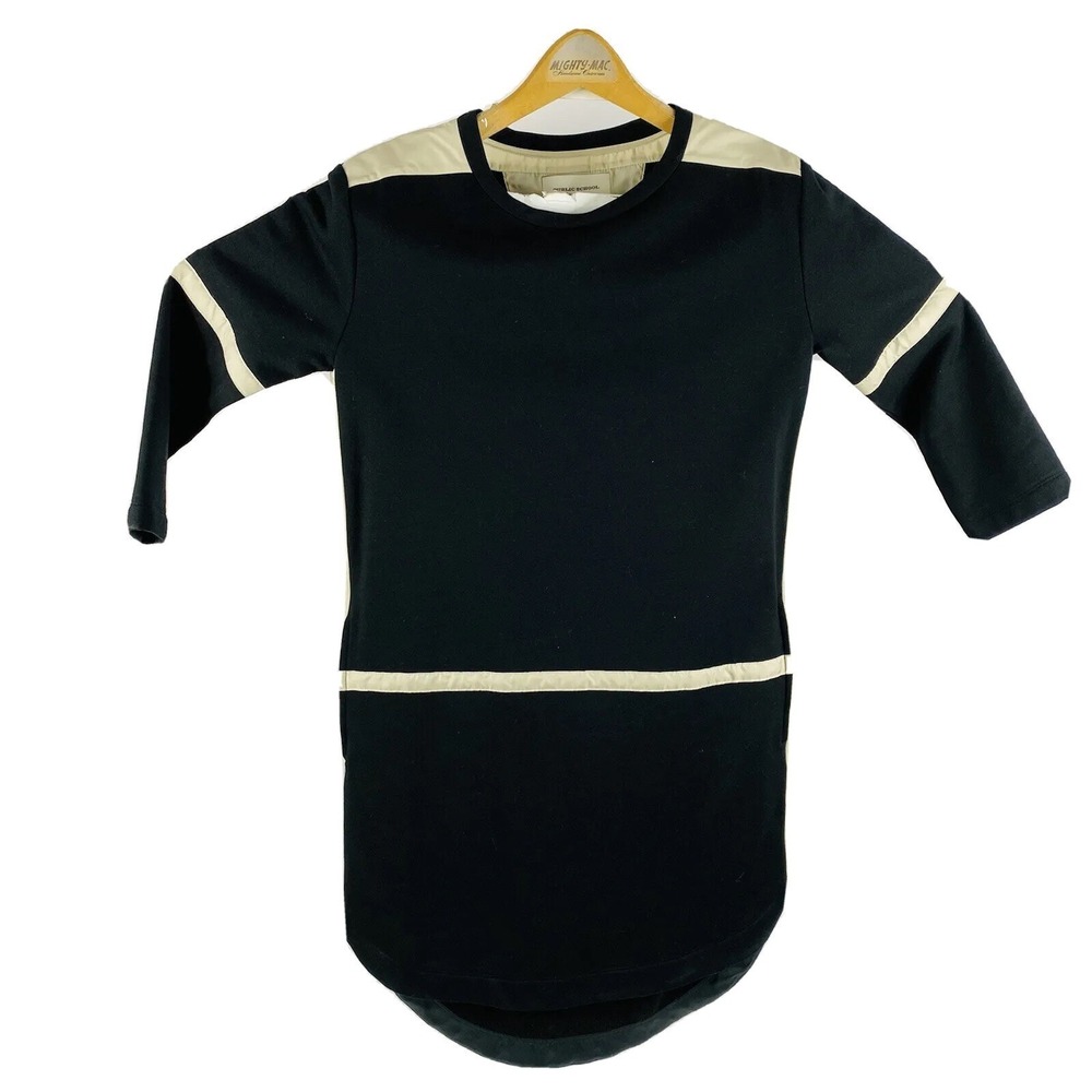 Public School New York‎ Black Ivory Rayon Cotton Poly 3/4 Sleeve Womens Dress S